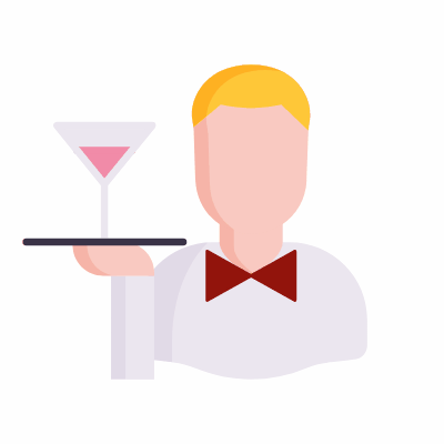Man Bartender, Animated Icon, Flat