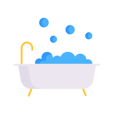 Bathtub Bubbles, Animated Icon, Flat