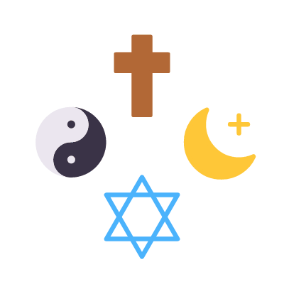 Religions, Animated Icon, Flat