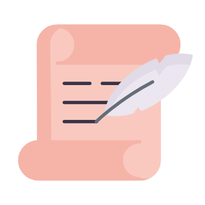 Parchment Writing, Animated Icon, Flat
