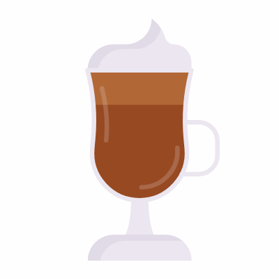 Irish Coffee, Animated Icon, Flat
