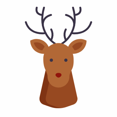 Reindeer Head, Animated Icon, Flat