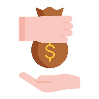 Hands Giving Money, Animated Icon, Flat