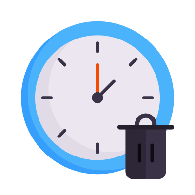 Clock Trash, Animated Icon, Flat