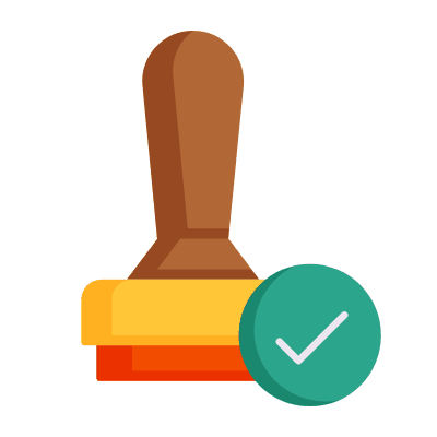 Stamp Check, Animated Icon, Flat