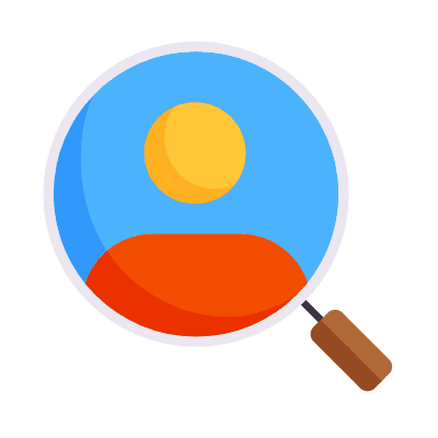 Magnifier Avatar, Animated Icon, Flat