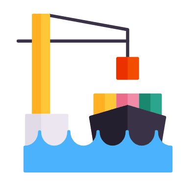 Shipping Port, Animated Icon, Flat