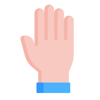 Rised Hand, Animated Icon, Flat