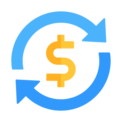 Arrows Rotate Dollar, Animated Icon, Flat