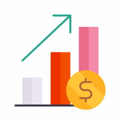 Bar Chart Money Grow, Animated Icon, Flat