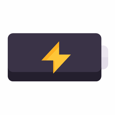 Battery Bolt, Animated Icon, Flat