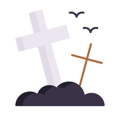 Burial Ground, Animated Icon, Flat