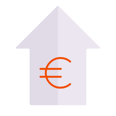 EUR Increase, Animated Icon, Flat