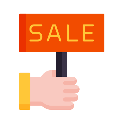Transparent Sale, Animated Icon, Flat