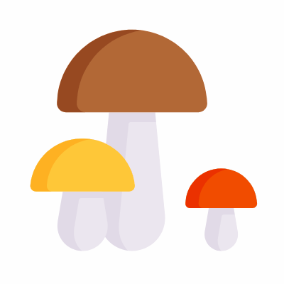 Three Mushrooms, Animated Icon, Flat