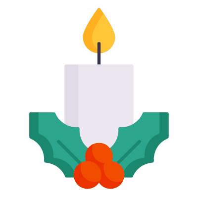 Candle Mistletoe, Animated Icon, Flat