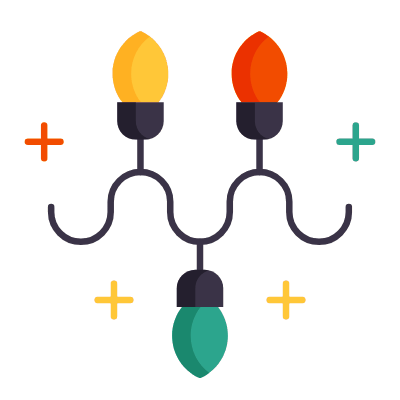 Christmas Lights, Animated Icon, Flat