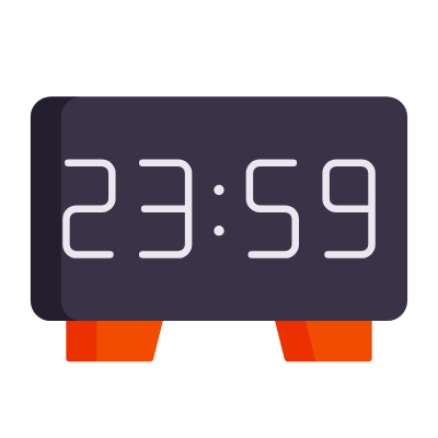 New Year Clock, Animated Icon, Flat