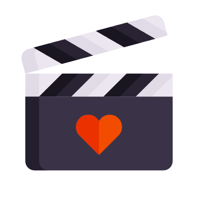 Clapperboard Heart, Animated Icon, Flat