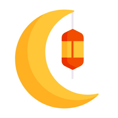 Ramadan Moon, Animated Icon, Flat