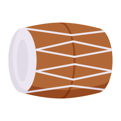 Drum Dholak, Animated Icon, Flat