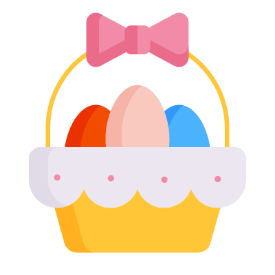 Easter Basket, Animated Icon, Flat