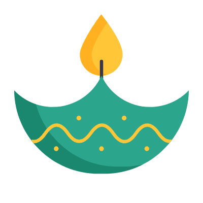 Diya, Animated Icon, Flat