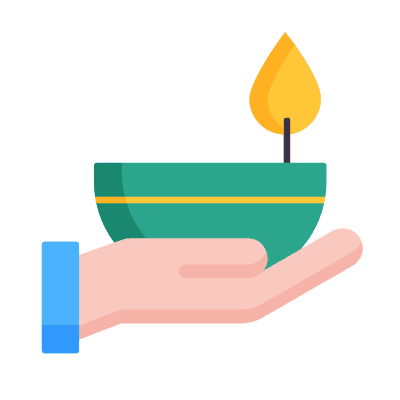 Diya, Animated Icon, Flat