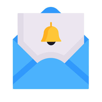 Mail Open Bell, Animated Icon, Flat