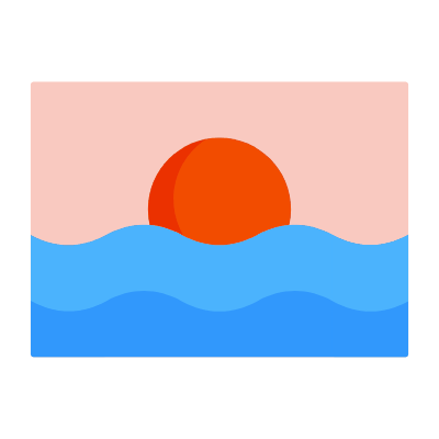 Sea Photo, Animated Icon, Flat