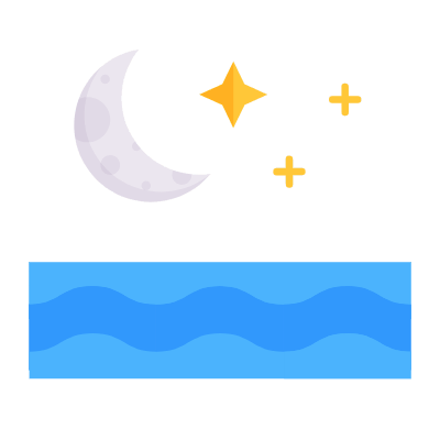 Sea Moon, Animated Icon, Flat
