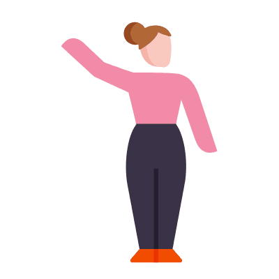 Woman Waving, Animated Icon, Flat