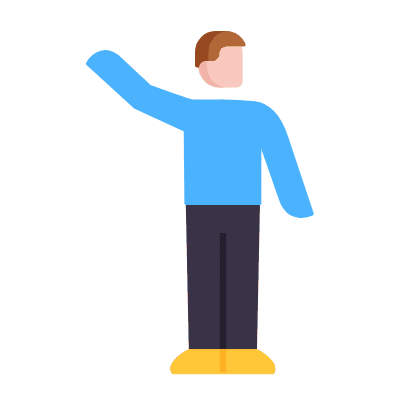 Waving, Animated Icon, Flat