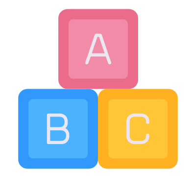 ABC Blocks, Animated Icon, Flat