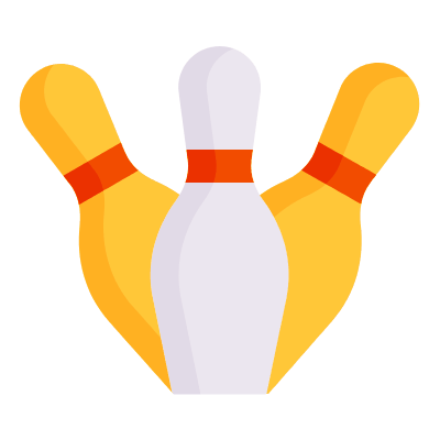 Bowling Pins Falling, Animated Icon, Flat