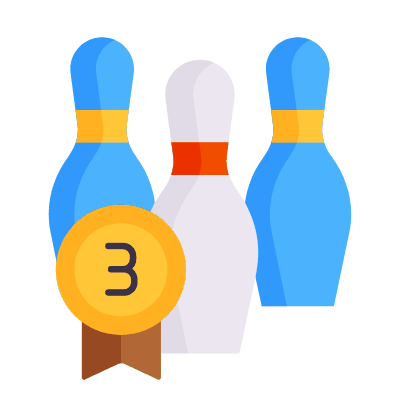 Bowling Third Place, Animated Icon, Flat