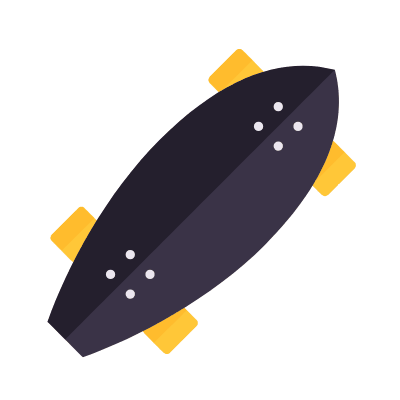Longboard, Animated Icon, Flat