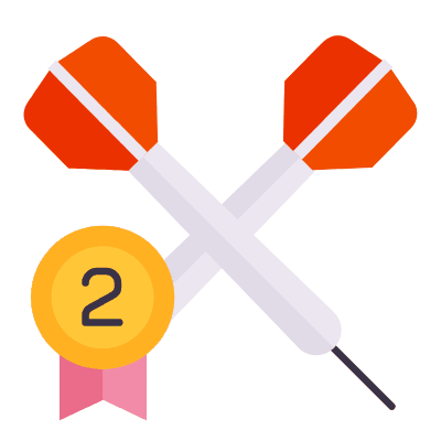 Darts Second Place, Animated Icon, Flat