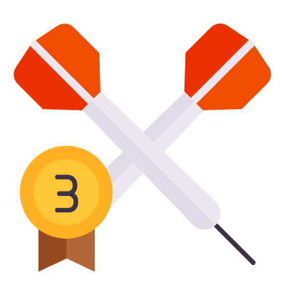 Darts Third Place, Animated Icon, Flat