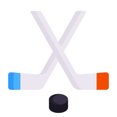 Hockey Sticks, Animated Icon, Flat