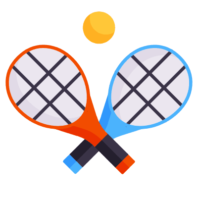 Tennis Rackets, Animated Icon, Flat