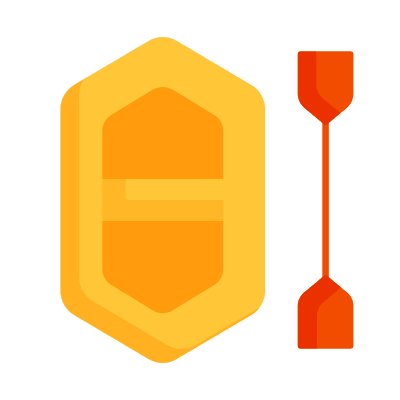 Rafting Boat, Animated Icon, Flat