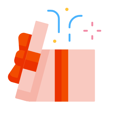 Confetti Gift, Animated Icon, Flat