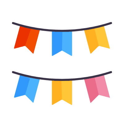 Garlands, Animated Icon, Flat