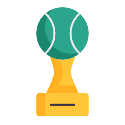 Statuette Tennis, Animated Icon, Flat