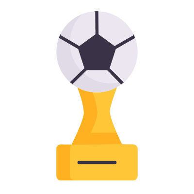 Statuette Soccer, Animated Icon, Flat