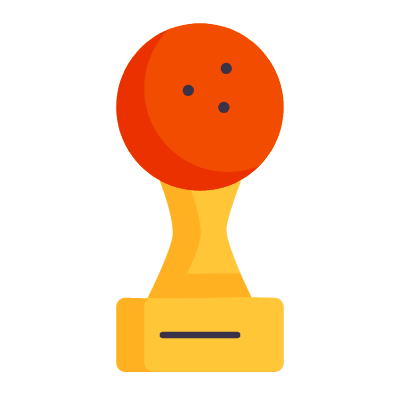 Statuette Bowling, Animated Icon, Flat