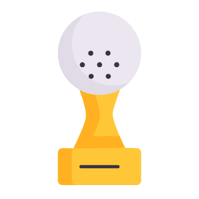 Statuette Golf, Animated Icon, Flat
