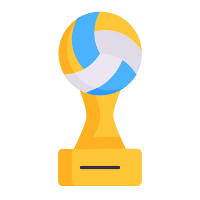 Statuette Volleyball, Animated Icon, Flat