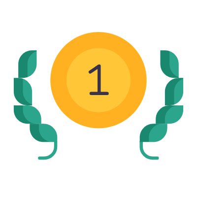 Medal First Place, Animated Icon, Flat